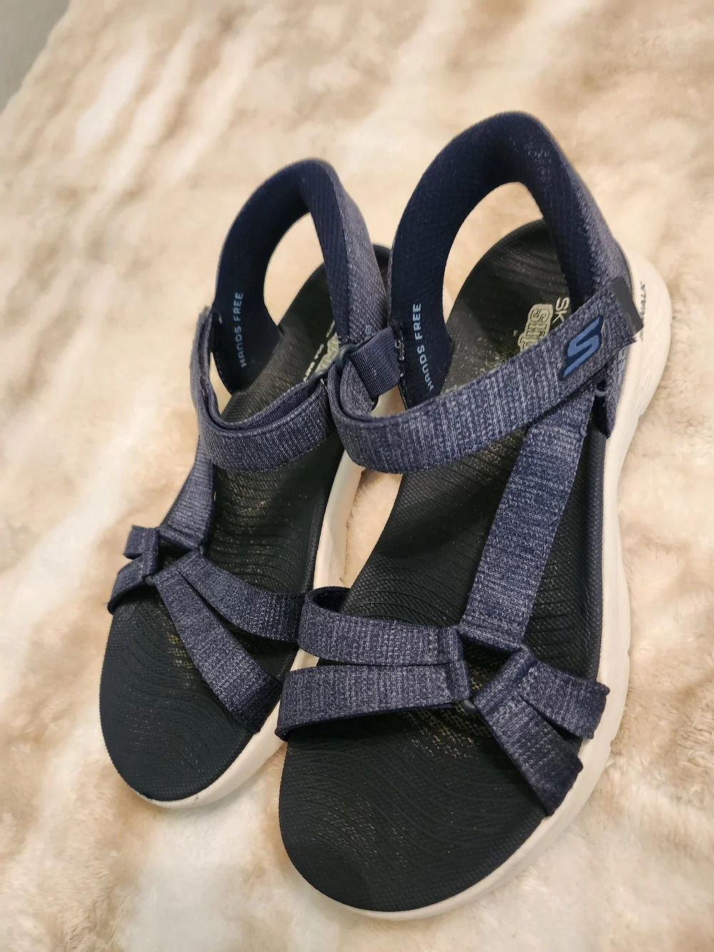 Skechers Go Walk Slip In Navy Blue Sport Sandals Women Size 7